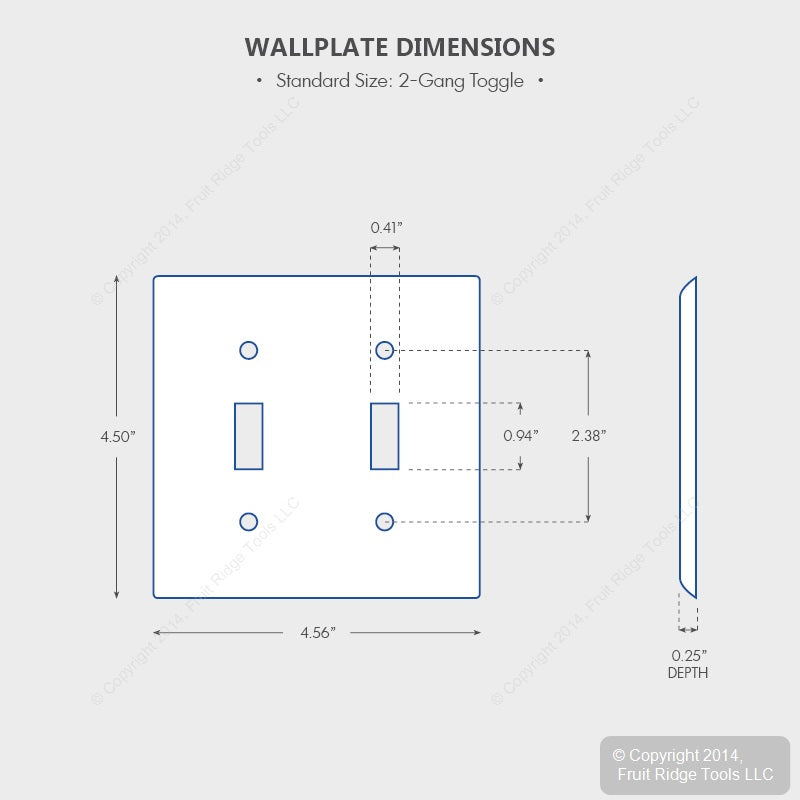 Leviton 87009 Gray 2-Gang Toggle Switch Plastic Standard Wallplate Covers 2-pack