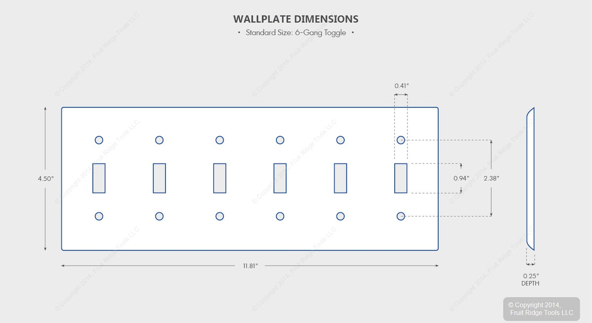 Leviton 78036 Light Almond 6-Gang Toggle Switch Plastic Standard Wallplate Cover