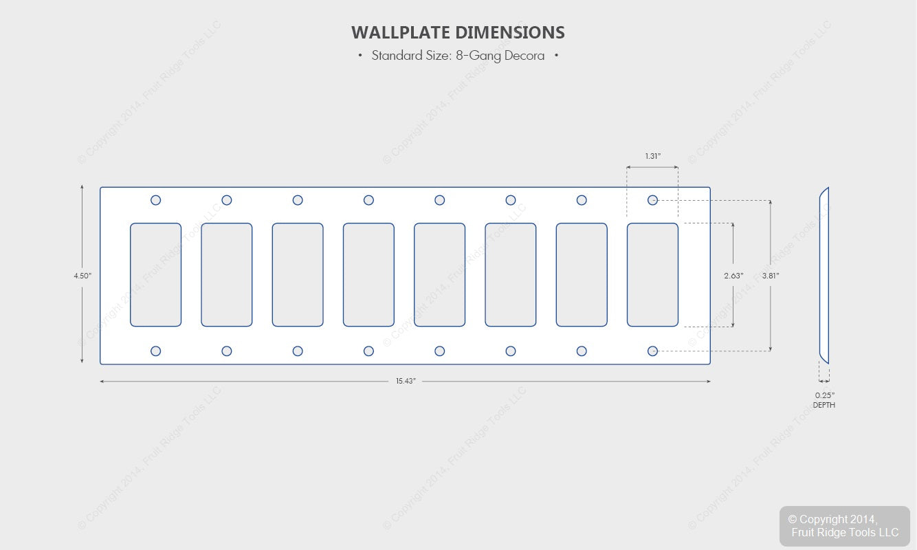 Leviton 80408-I Ivory 8-Gang Decora GFCI Painted Metal Standard Wallplate Cover