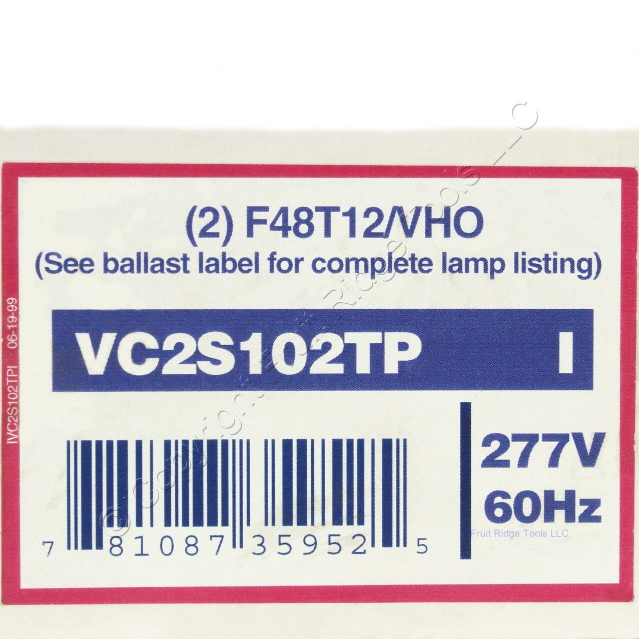 Advance No Dimming Rapid Start 277V 215 Lamp Watt Magnetic Ballast VC-2S102-TP
