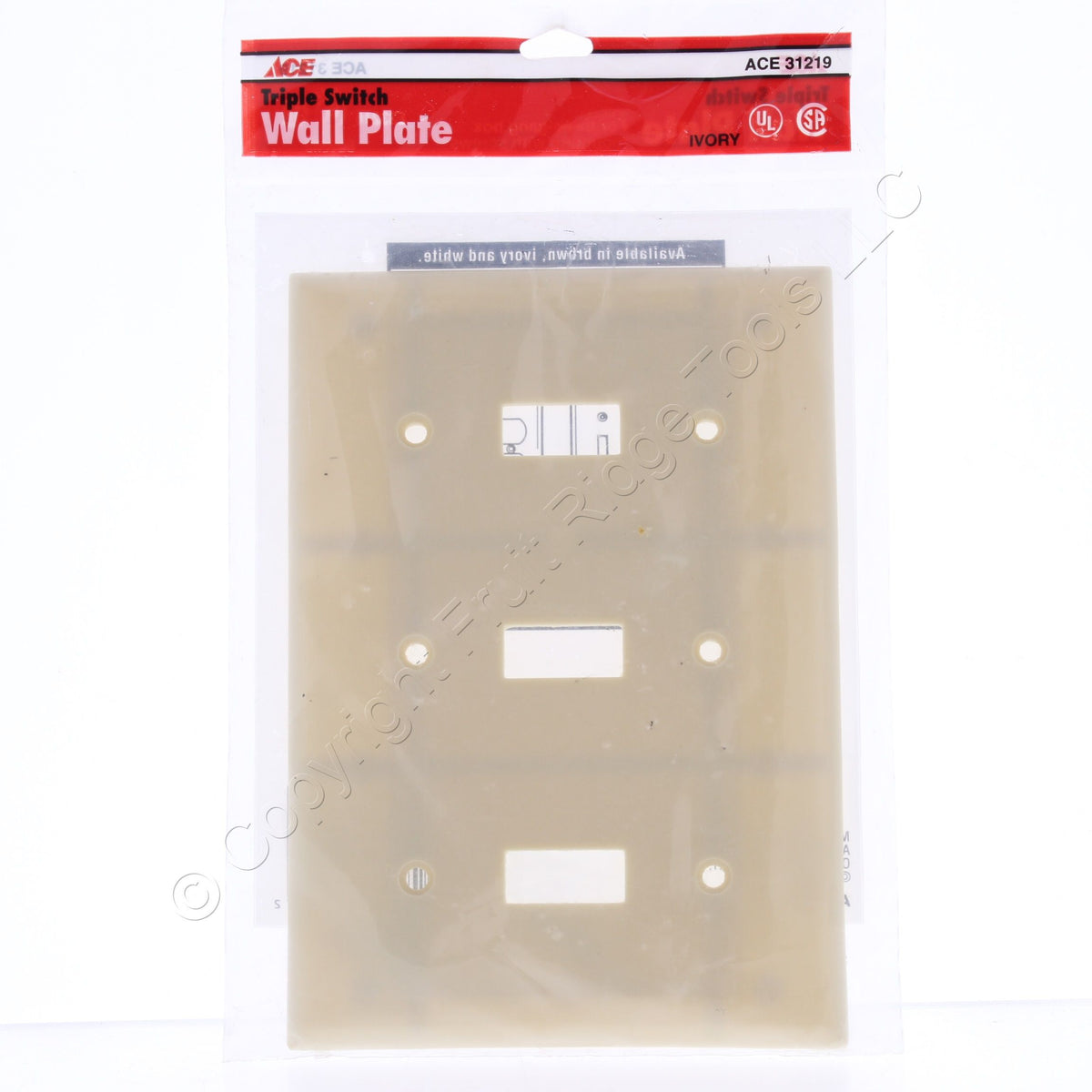 Ace Ivory Standard 3-Gang Toggle Switch Plastic Wallplate Cover 31219