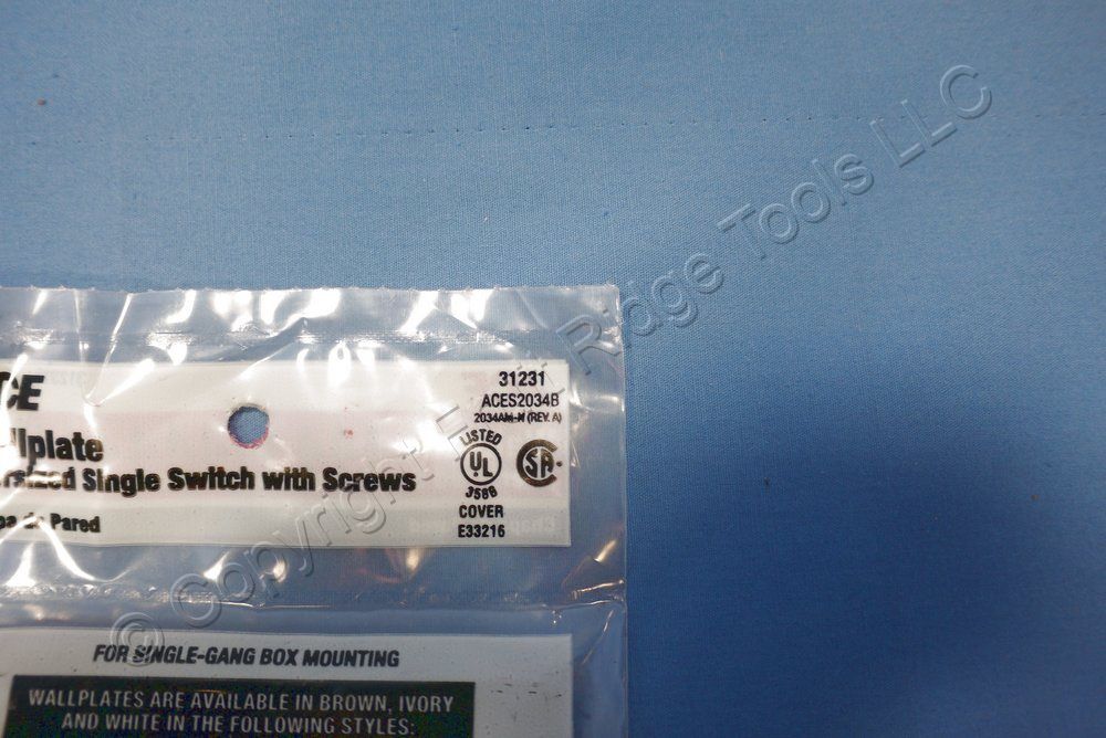 ACE 31231 Brown 1-Gang Toggle Switch Plastic Mid-Size Wallplate Cover Plate