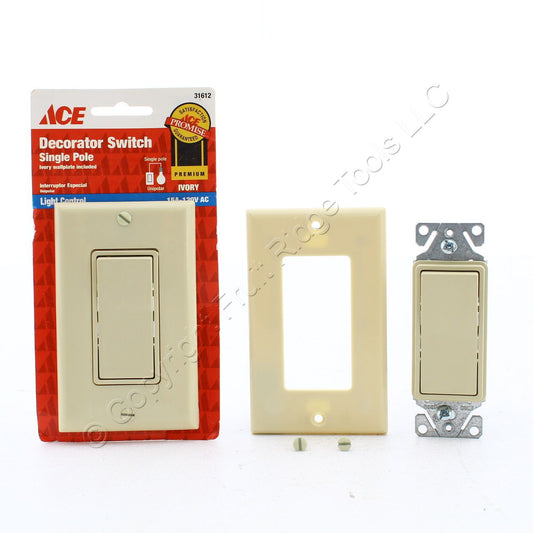 Ace 31612 Ivory Residential 1-Pole Decorator Rocker Light Switches 15A 60-Pack