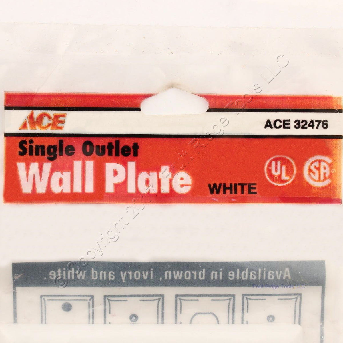 ACE 32476 Outlet Thermoset 1-Gang White 1.406" Receptacle Standard Wallplate