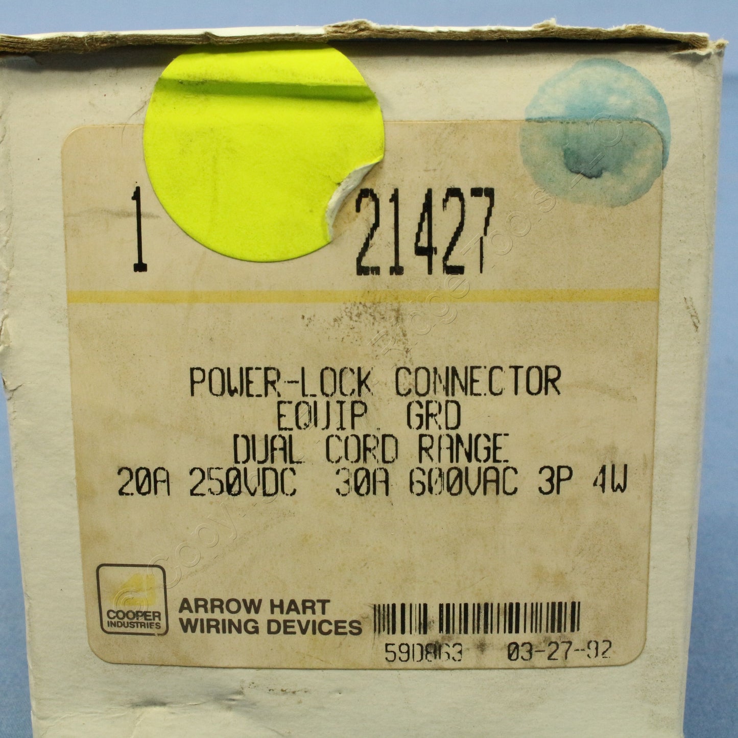 Arrow Hart Armored Power-Lock Connector Dual Cord Range 20A 250VDC 30A 480VAC