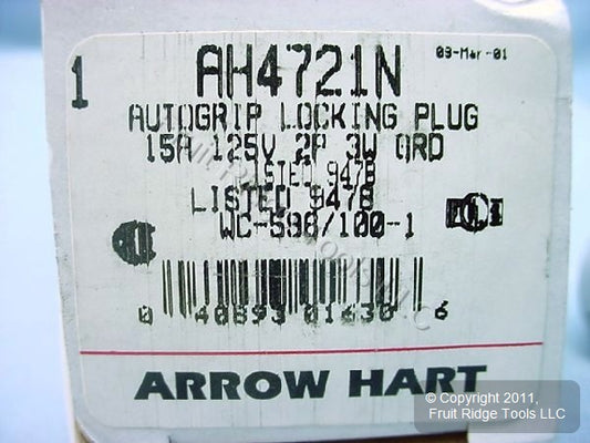 Crouse-Hinds L5-15 Locking Plug 15A 125V 4721N