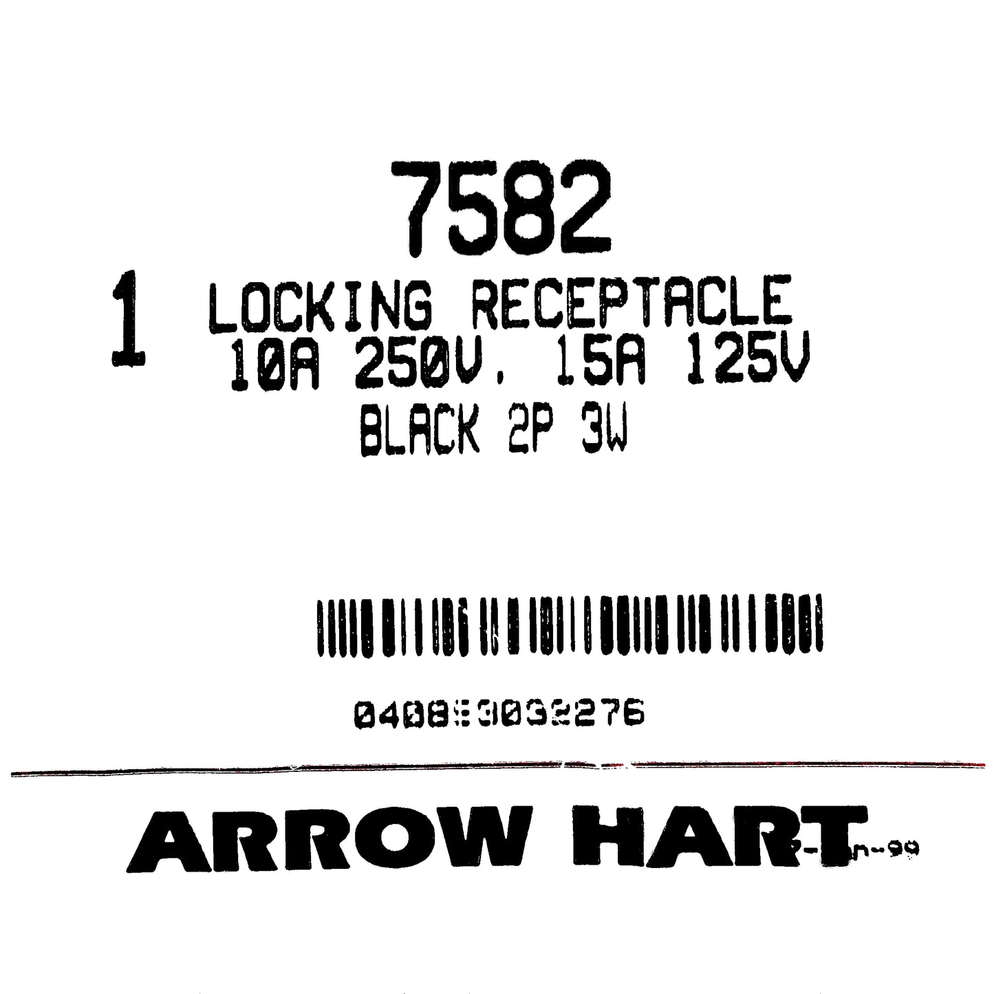 Arrow Hart Non-Nema Twist Turn Locking Receptacle Outlet 15A 125V/10A 250V 7582