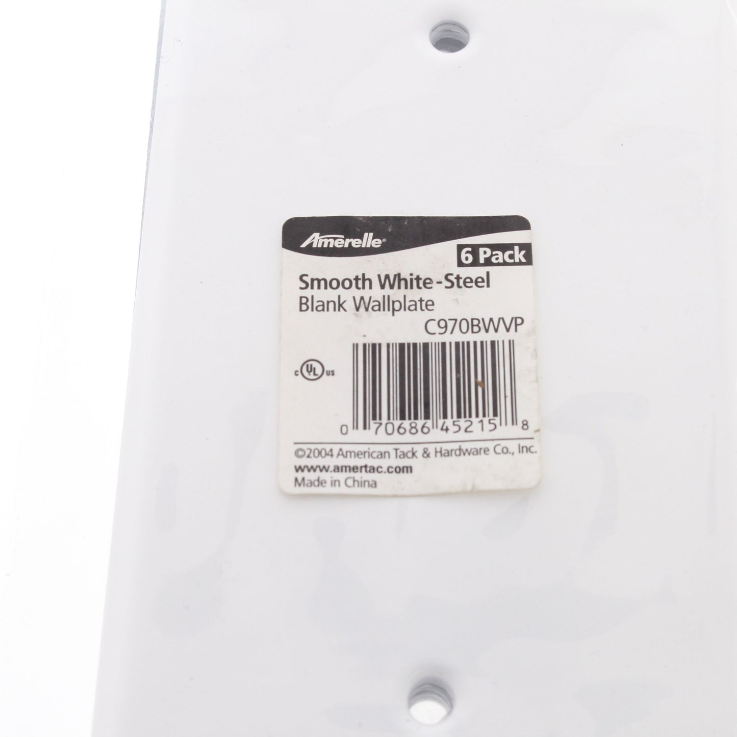 6-Pack Amerelle C970BWVP Smooth White 1-Gang Painted Steel Blank Wallplate Cover