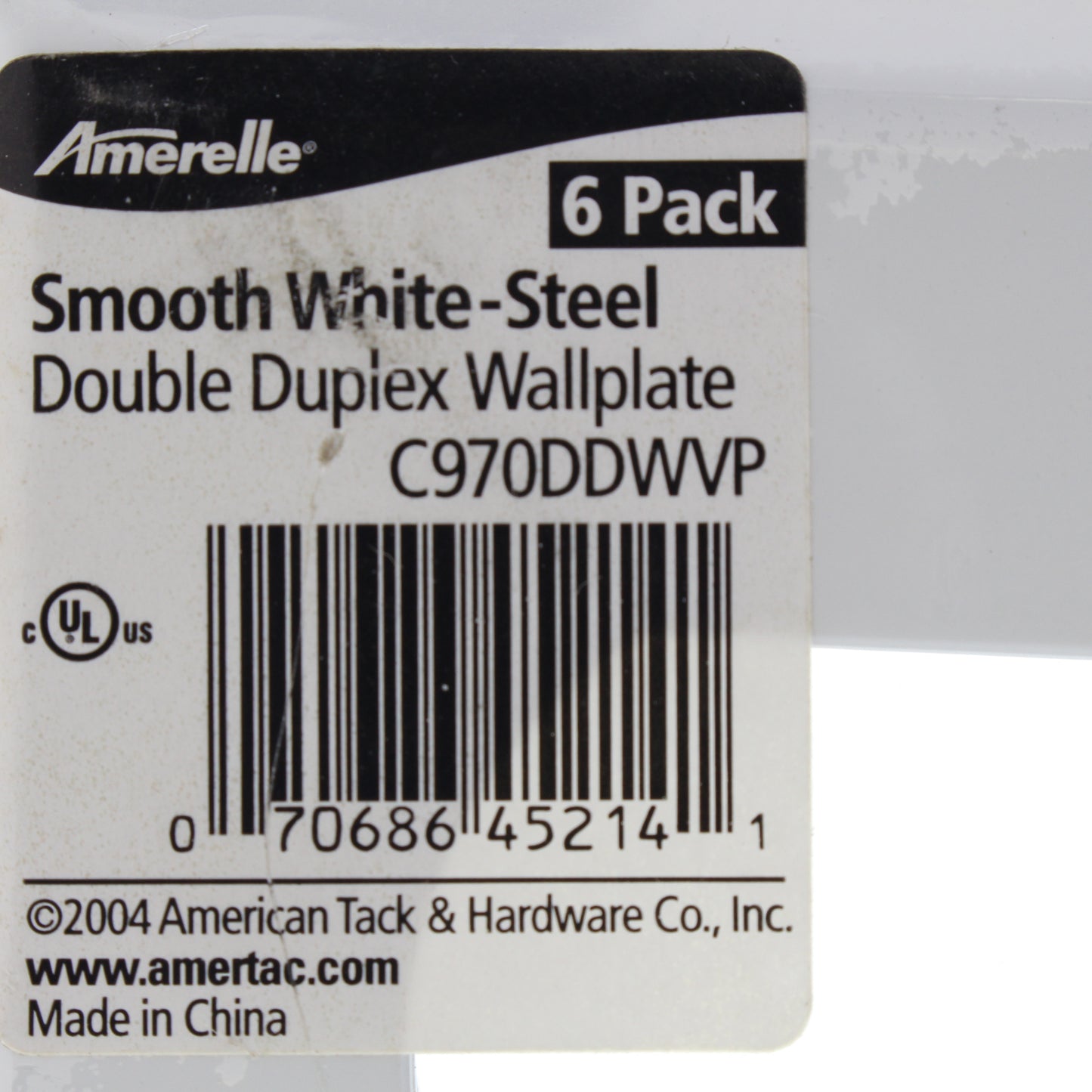 Amerelle SCRATCHED FADED Smooth White Steel 2 Gang Duplex Wallplate
