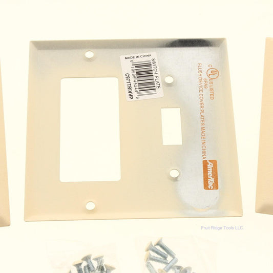 Amerelle C971TTIVVP Ivory 2-Gang Toggle Decorator Steel Wallplate Covers 6pcs