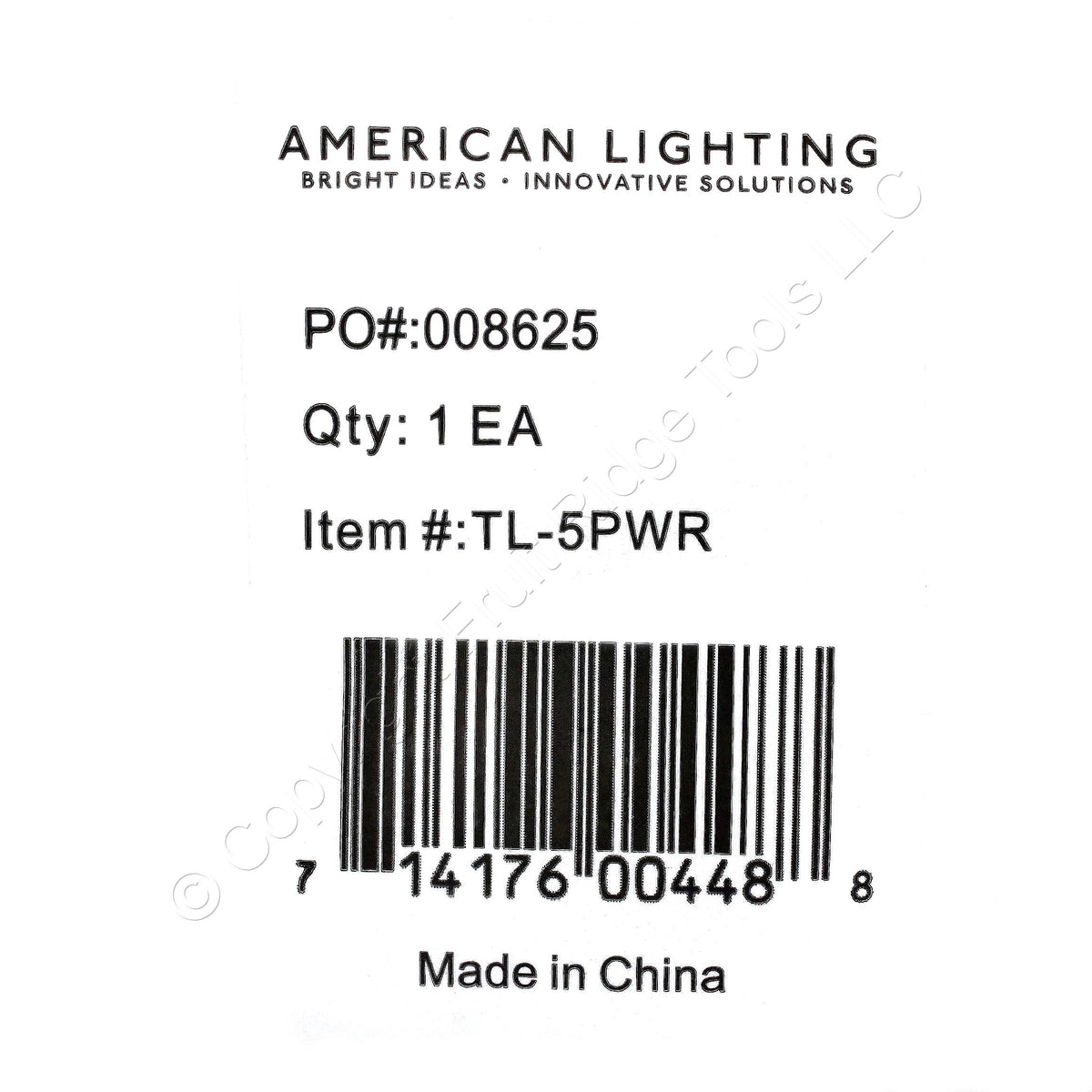 American Lighting TL-5PWR Power Feed Wire Cable 5-Pin Snap Connector