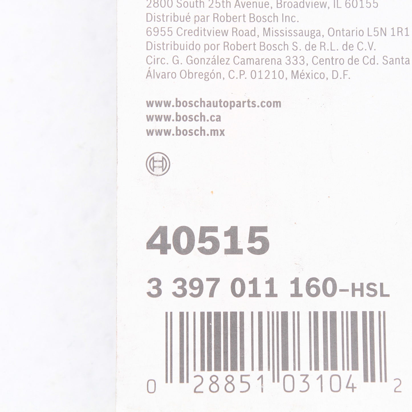 Bosch Automotive 40515 Direct Connect Windshield Wiper Blade 15" Conventional