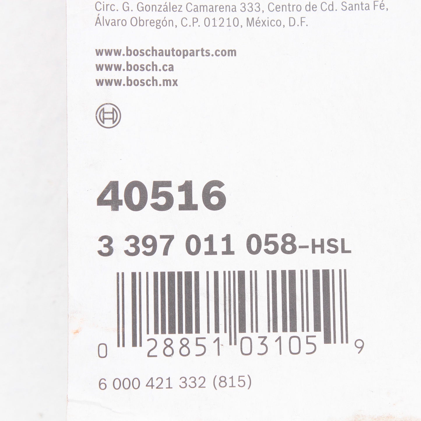 Bosch Automotive 40516 Direct Connect Windshield Wiper Blade 16" Conventional