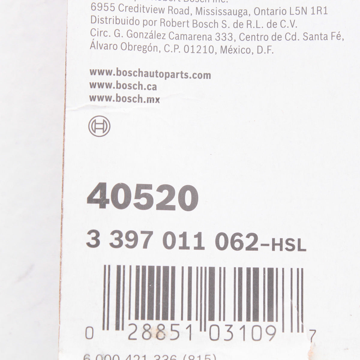 Bosch Automotive 40520 Direct Connect Windshield Wiper Blade 20" Conventional