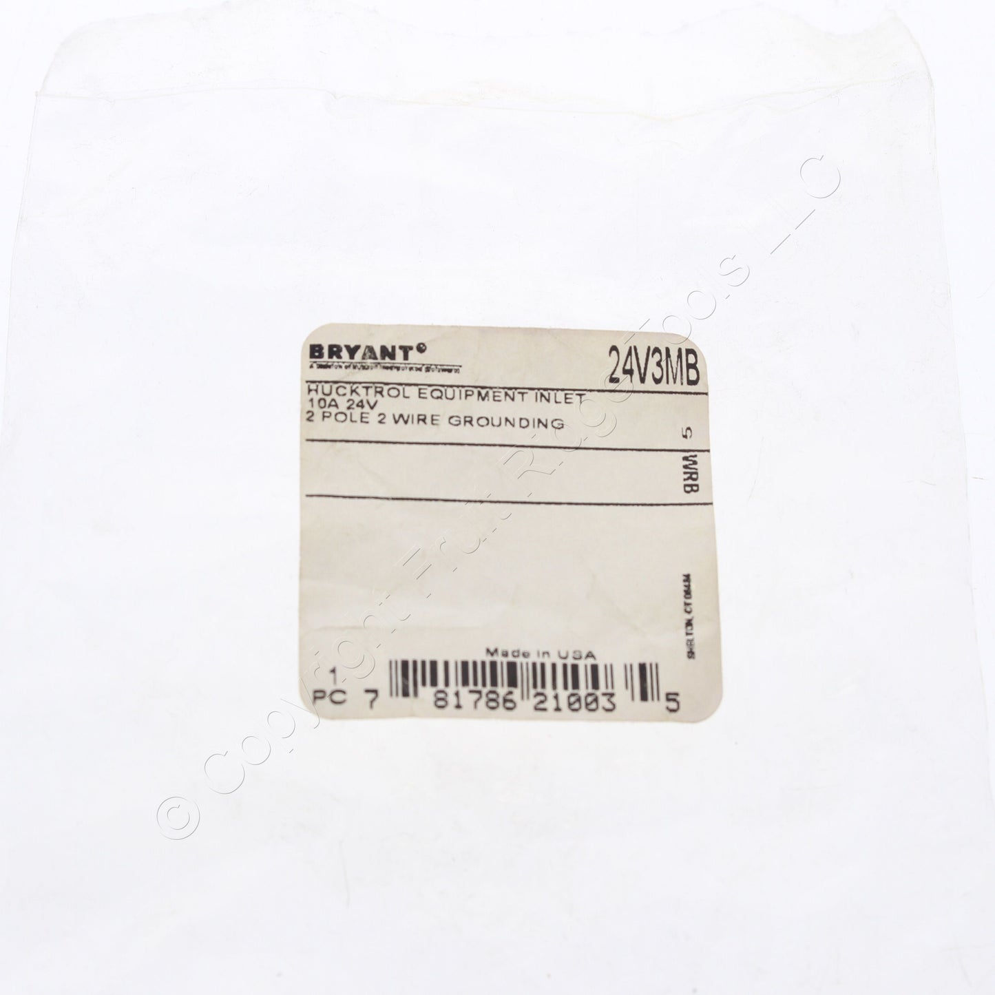 Bryant/Hucktrol Locking Inlet Plug 10A 24V 2-Pole 2-Wire 24V3MB