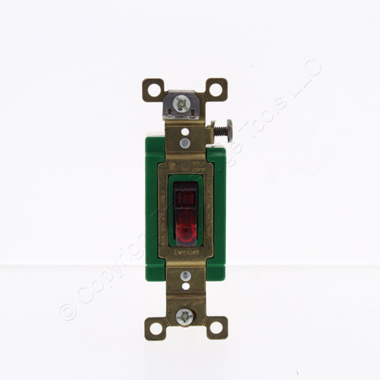 Bryant Red PILOT Light Industrial Toggle Wall AC Switch 30A 120V 3001PLR120