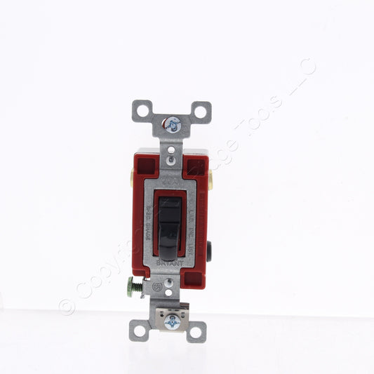 Bryant 4903BBLK Black Toggle Light Switch 3-Way Industrial Grade 20A 120/277V