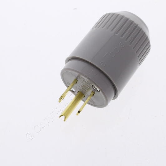 Bryant Hubbell Gray Industrial Straight Blade Plug Nema 5-15P 15A 125V 5266BGRY
