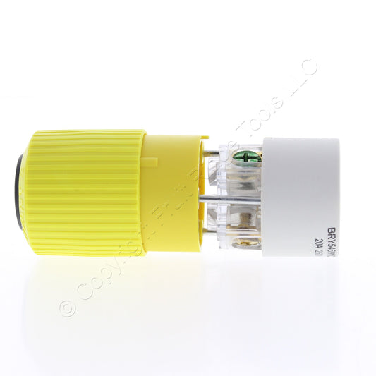 Bryant 5469NCSY Industrial Yellow Straight Blade 20A Connector 250V NEMA 6-20R