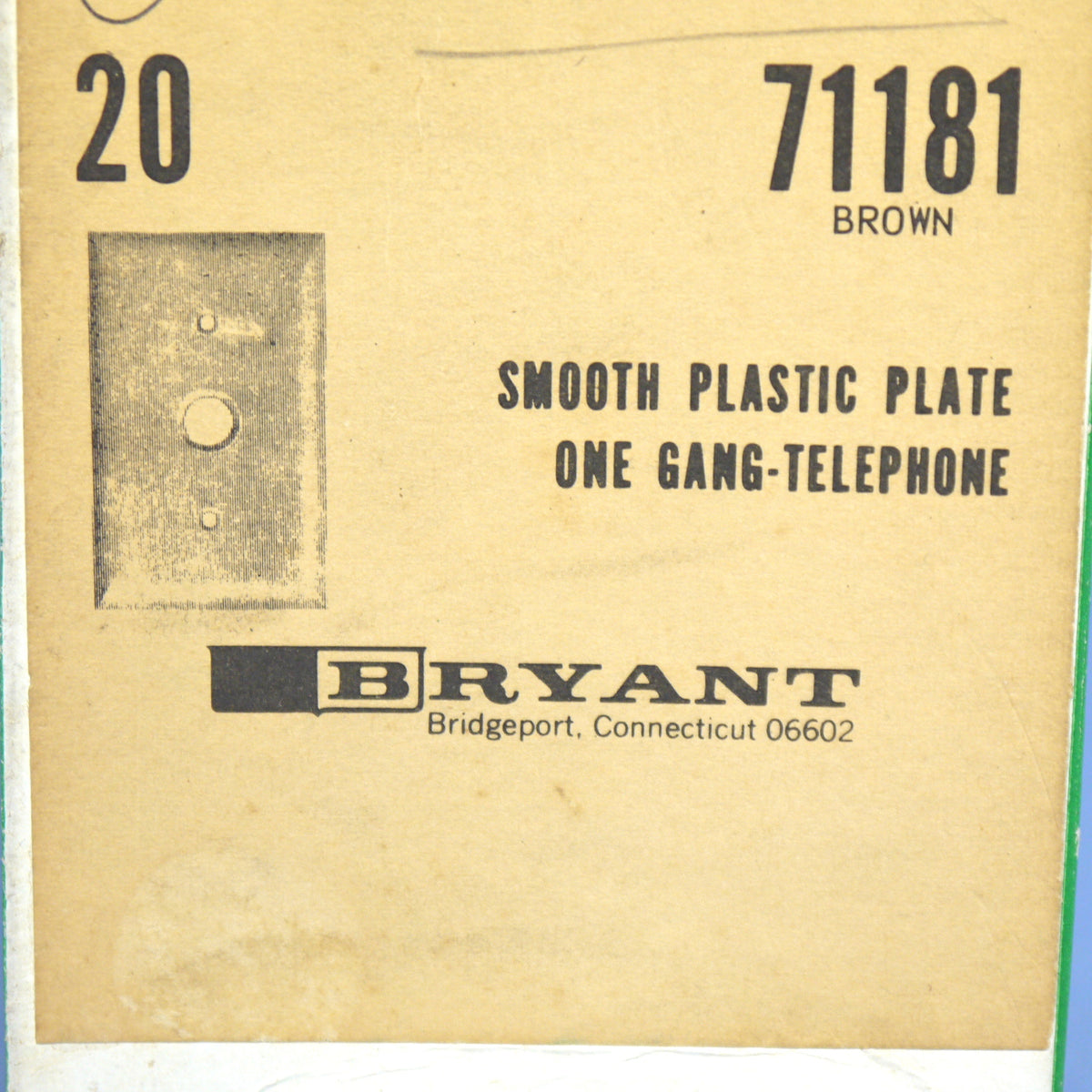 Bryant 71181 Brown 1G Cable Wallplate Telephone Cover Plates .406" Hole 20-Pack