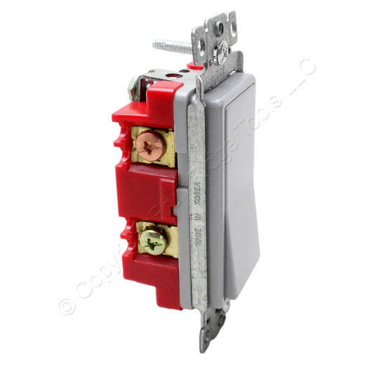 Hubbell Bryant 9902GRY Gray Industrial Rocker Switch Double Pole 20A 120/277V
