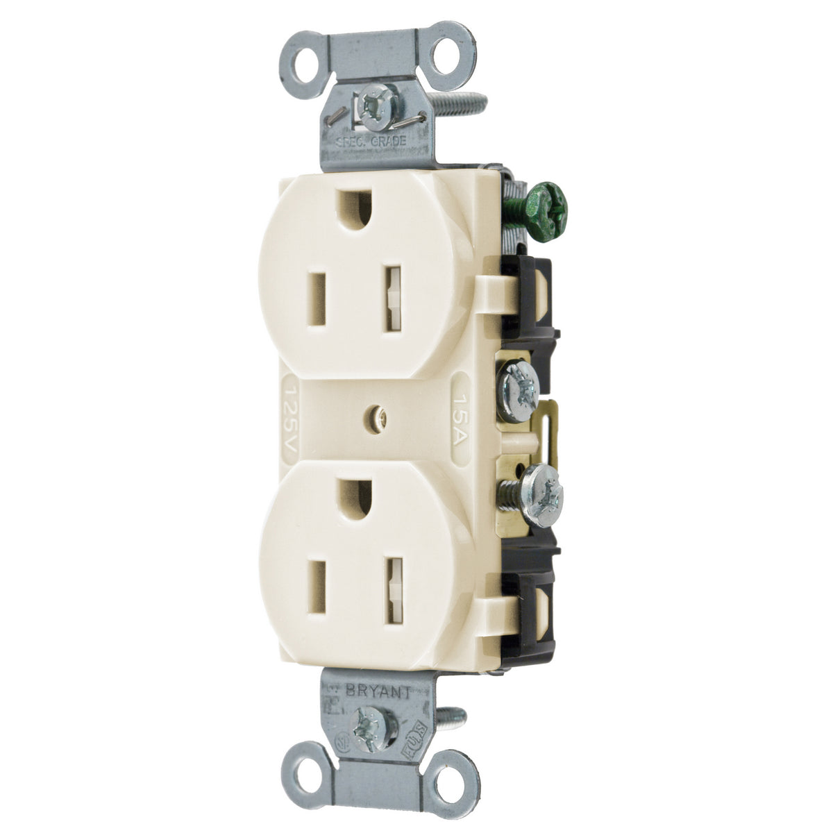 Bryant CBRS15LATR Light Almond Commercial TR Smooth Face 15A 5-15R Duplex Outlet