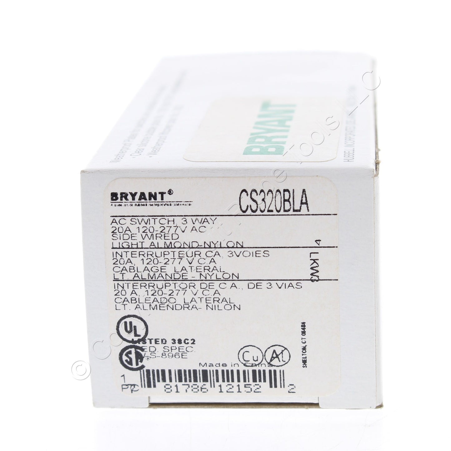 Hubbell Bryant CS320-BLA Lt Almond 3Way Commercial Grade Toggle Light Switch 20A