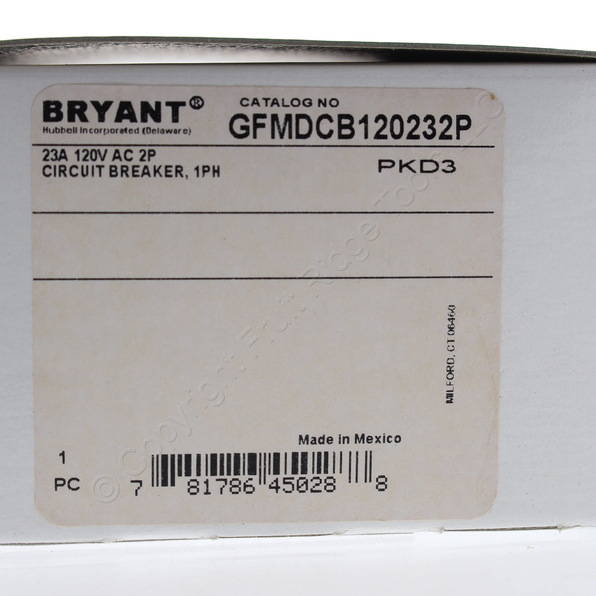 Bryant Circuit Breaker for Gfci Sensing Module 23A 120V 2-Pole 1PH GFMDCB120232P