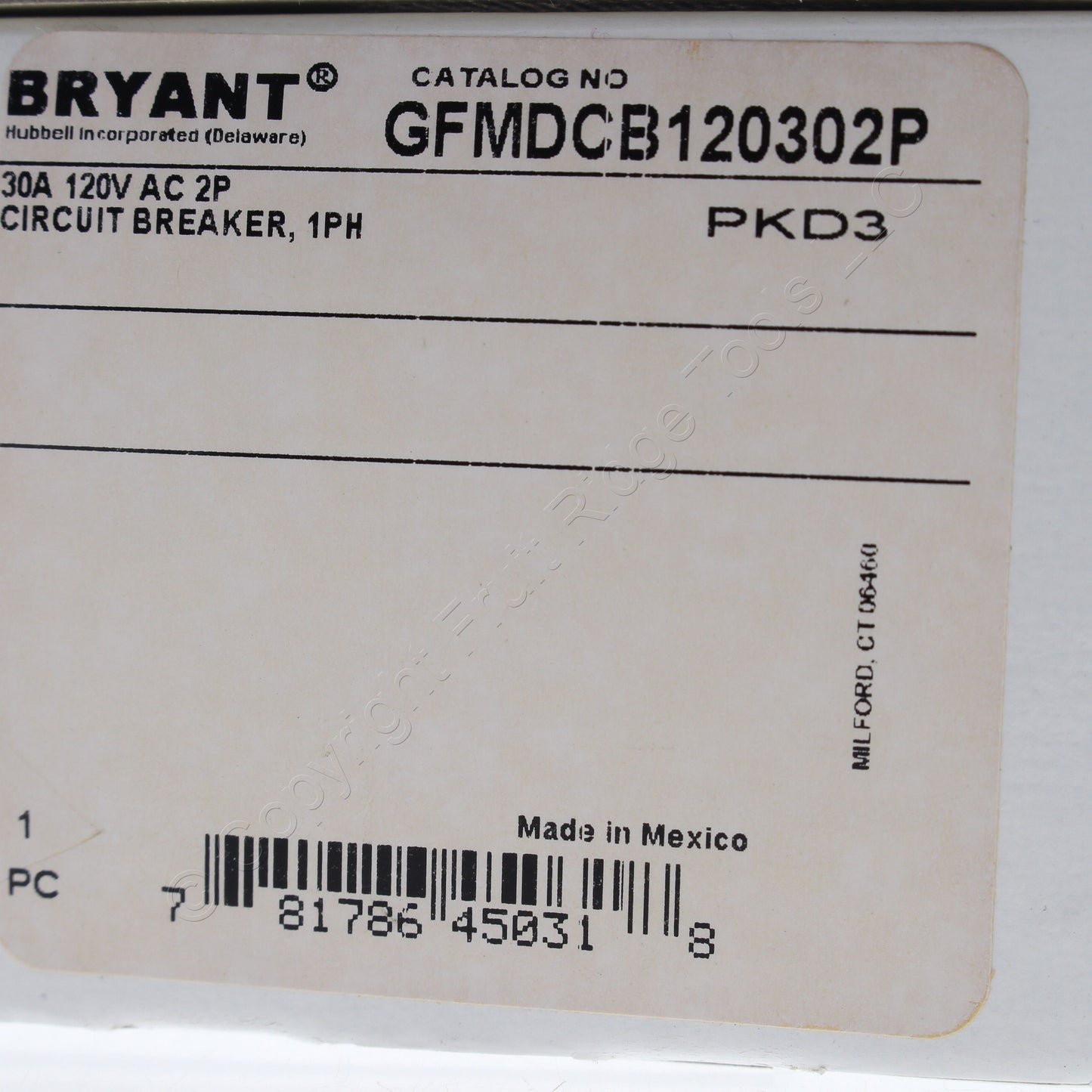Bryant Circuit Breaker for Gfci Sensing Module 30A 120V 2-Pole 1PH GFMDCB120302P