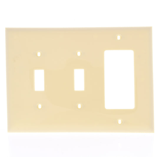 Bryant N2133DM Ivory 3-Gang Toggle Decorator Unbreakable Nylon Wallplate Cover