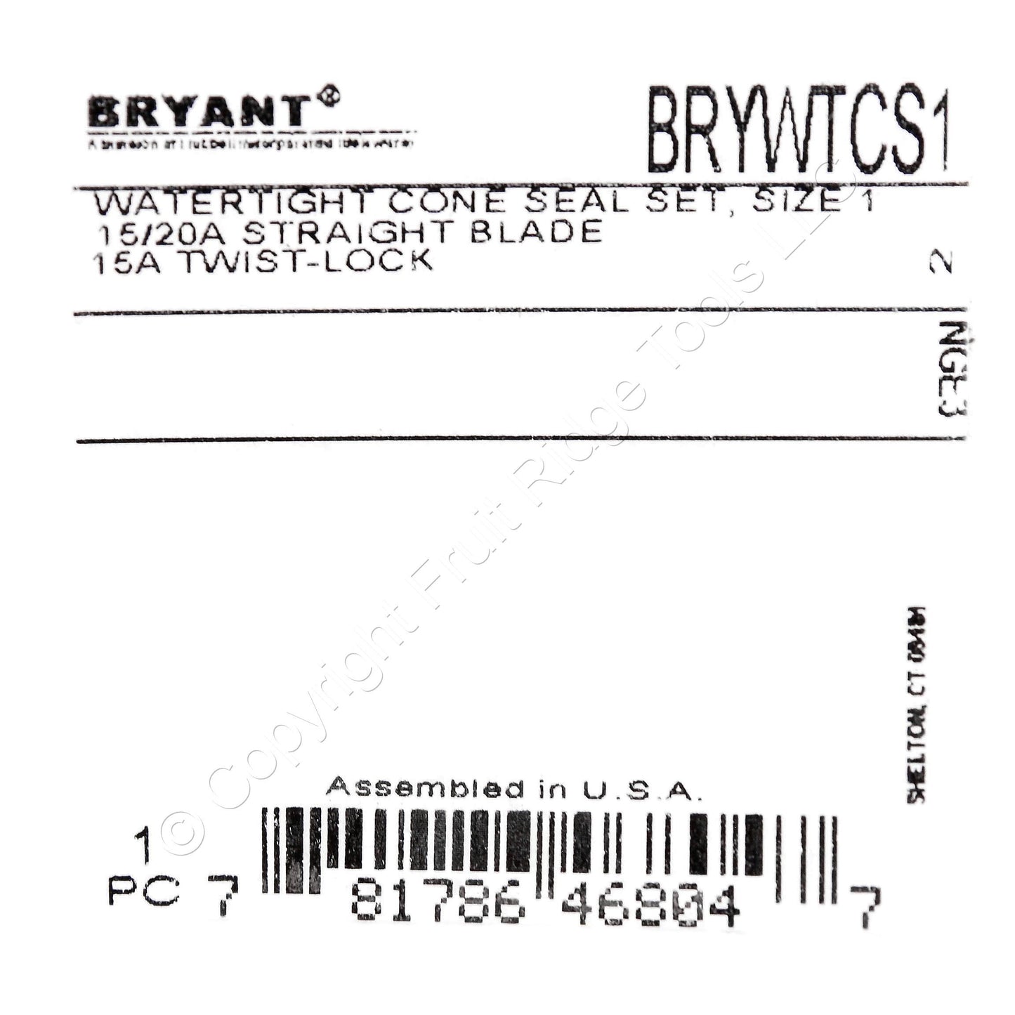 Bryant Cone Seals for 15A Watertight Straight Blade/Locking Plug Connector WTCS1