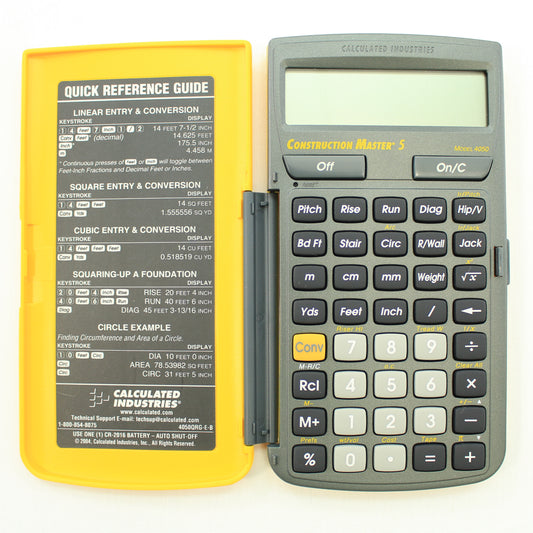 Construction Master 5 Advanced Feet-Inch-Fraction Calculator Grey & Yellow