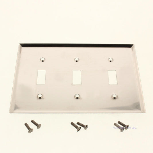 Creative Accents 9CS103 Polished Chrome 3-Gang Steel Toggle Switch Wallplate