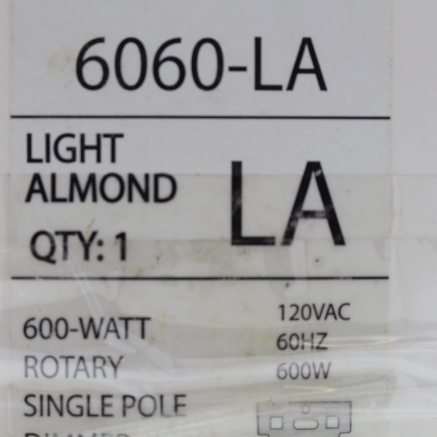 Cheetah 6060-LA 120VAC Light Almond 600-Watt Rotary Single-Pole Dimmer