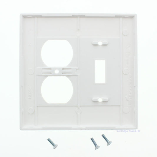 Cooper 2038W White 2-Gang Switch Receptacle Thermoset Wallplate Mid-Size Cover