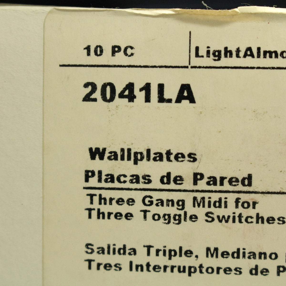 Cooper 2041LA Light Almond 3-Gang Toggle Switch Mid-Size Thermoset Cover 10pcs