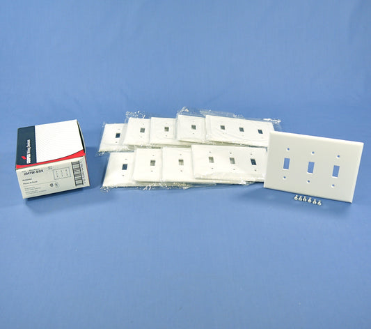 Cooper 2041W White 3-Gang Toggle Switch Flush Mid-Size Cover Thermoset Wallplate