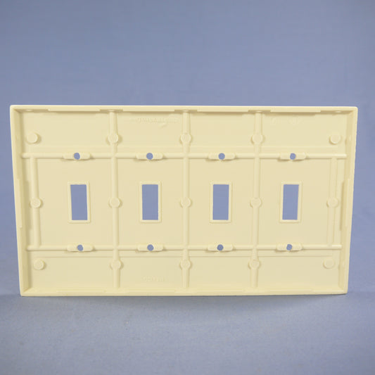 Cooper 2054LA Lt Almond Mid-Size 4-Gang Toggle Switch Cover Thermoset Wallplate
