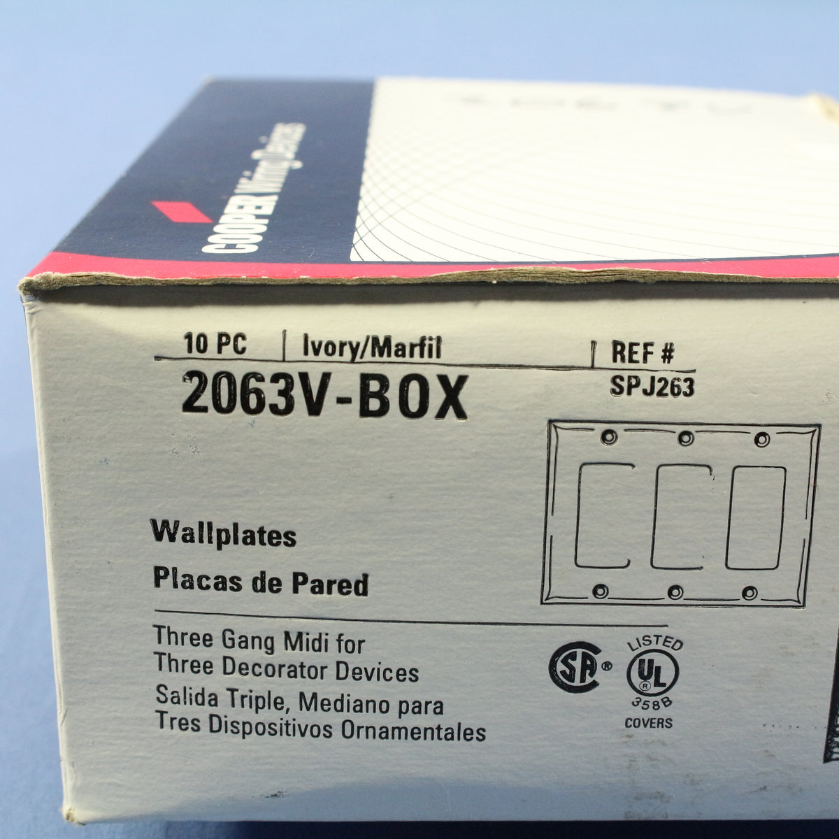 Cooper 2063V Ivory 3-Gang Decorator GFCI Switch Mid-Size Thermoset Cover 10pcs