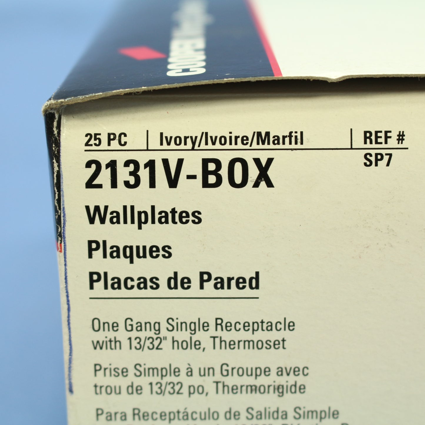 Cooper 2131V Ivory 1-Gang 1.406" Receptacle Single Outlet Thermoset Covers 25pcs