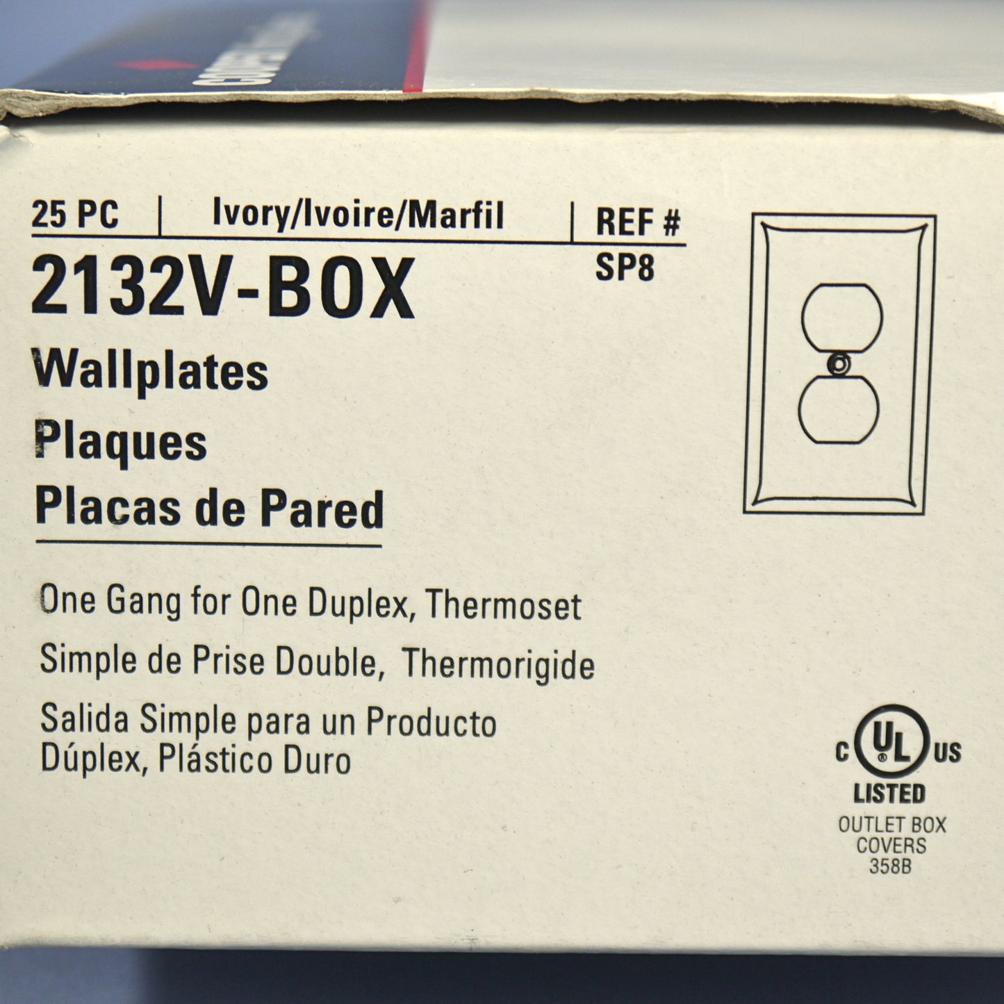 Cooper 2132V Ivory 1-Gang Outlet Cover Duplex Receptacle Thermoset Covers 25pcs
