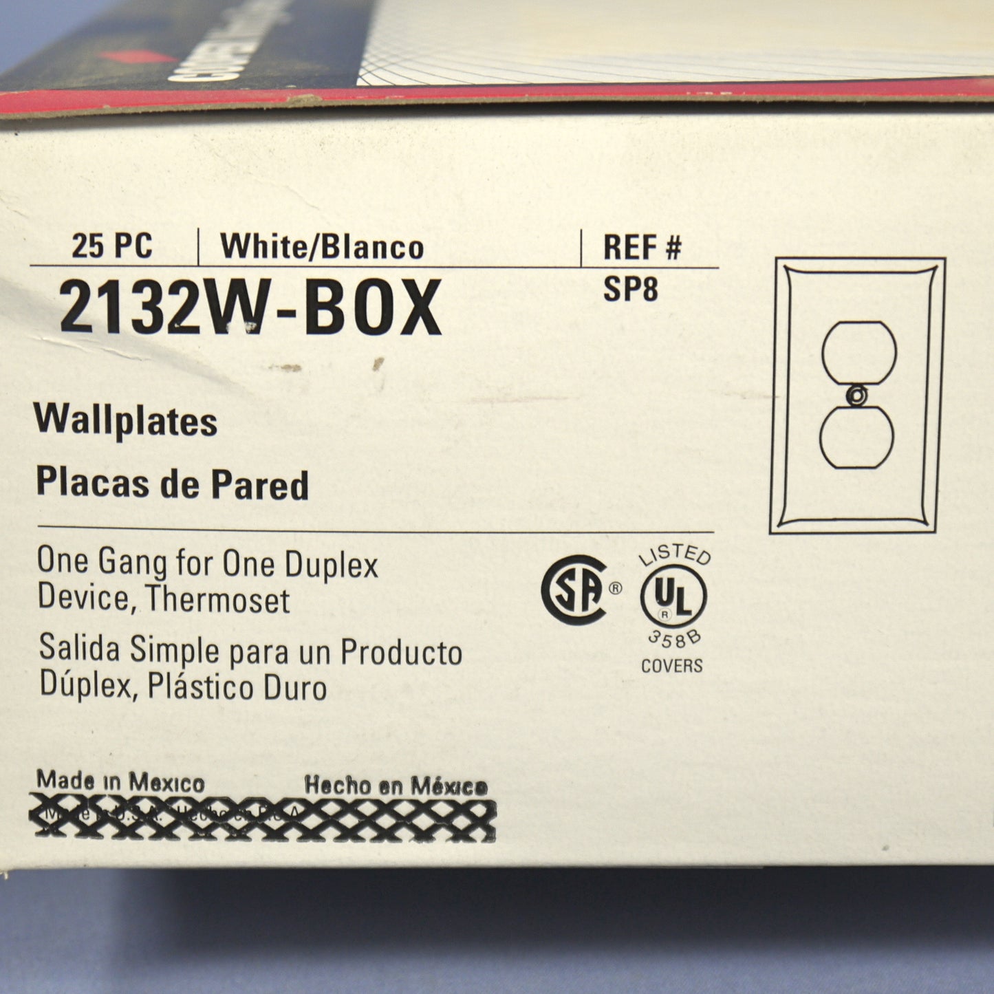Cooper 2132W White 1-Gang Plastic Duplex Outlet Standard Wallplate Cover 25-pack