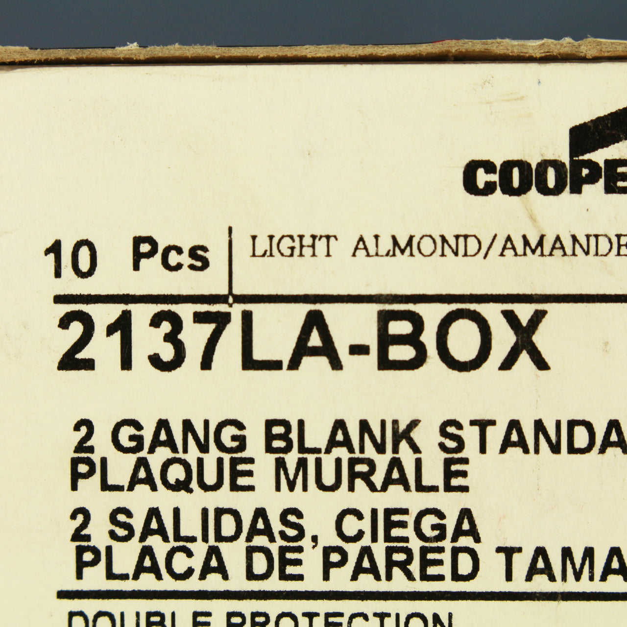 Cooper 2137LA Lt Almond 2-Gang Blank Cover Thermoset Wallplates Box Mount 10pcs