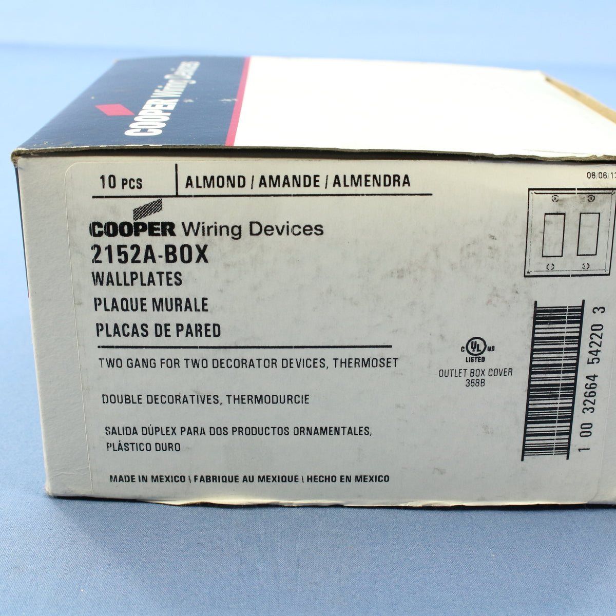 Cooper 2152A Almond 2-Gang Decorator Thermoset Wallplates GFCI GFI Cover 10pcs