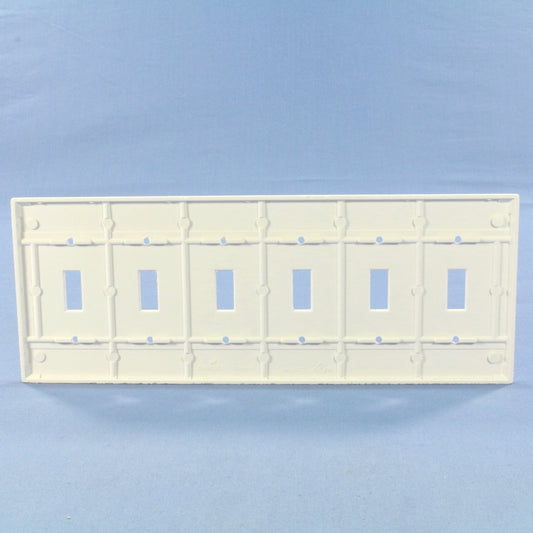 Cooper 2156W White Plastic 6-Gang Toggle Light Switch Cover Thermoset Wallplate