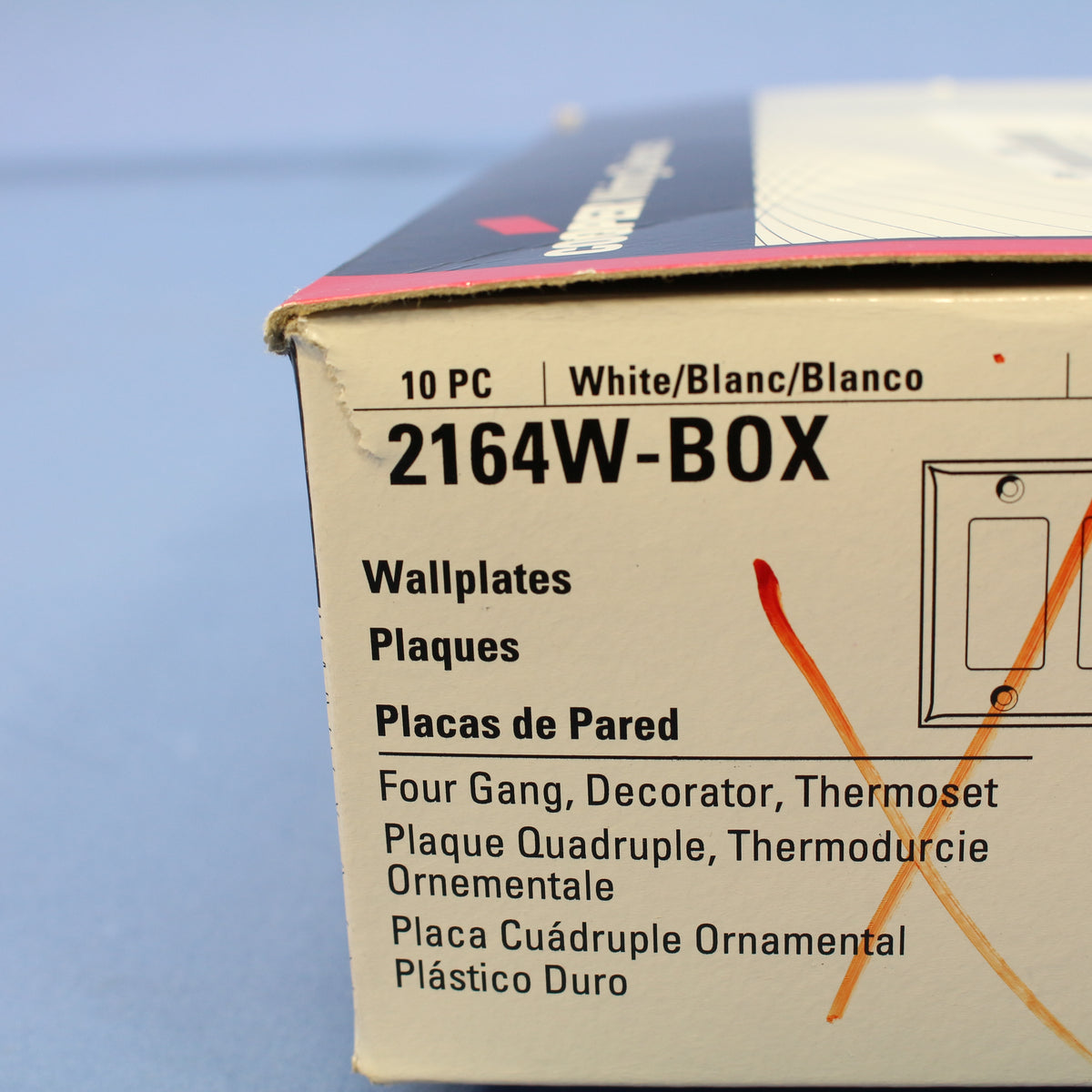 Cooper 2164W White 4-Gang Decorator Thermoset Wallplates GFCI Plastic Cover 10pc