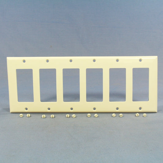 Cooper 2166LA Light Almond 6-Gang Decorator Thermoset Wallplates GFCI Cover 5pcs