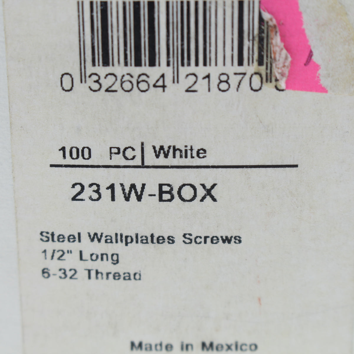 100 Cooper White Steel Outlet/Switch Mount Wallplate 1/2" Round Screws 231W