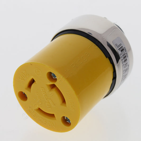 10 Cooper Yellow Armored Nylon Connectors L10-20 20A 125/250V 3-Pole 3-Wire 2355