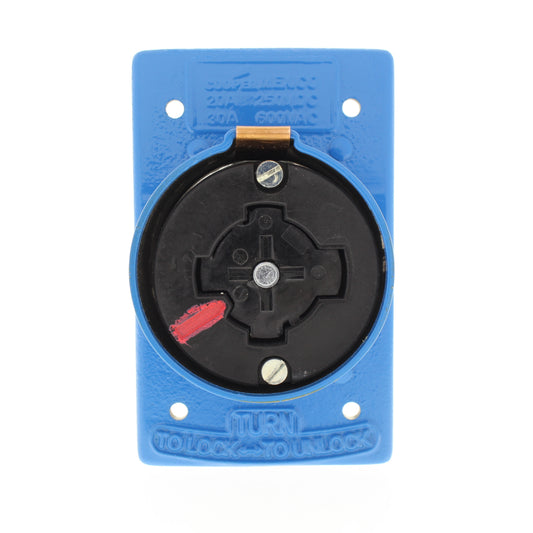 Cooper 25403 Blue Industrial CastIron Powerlock 30A/600VAC 20A/250VDC Receptacle